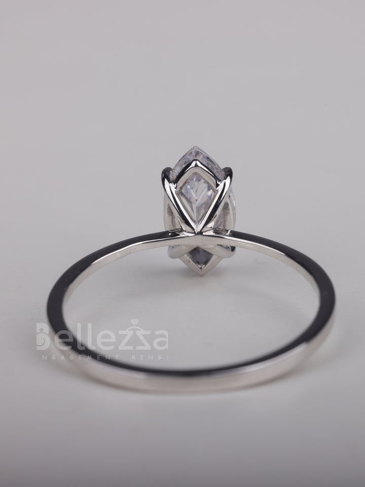 1.0CT Marquise Cut Solitaire Moissanite Engagement Ring