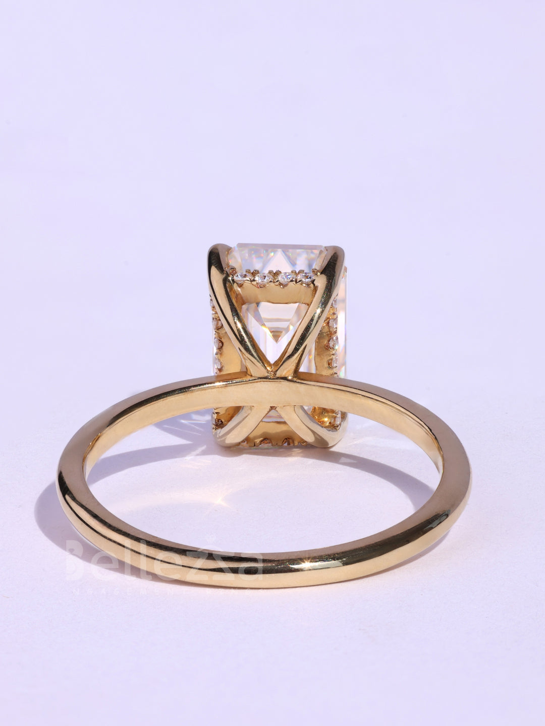 1.0CT Emerald Cut Hidden Halo Moissanie Timeless Engagement Ring