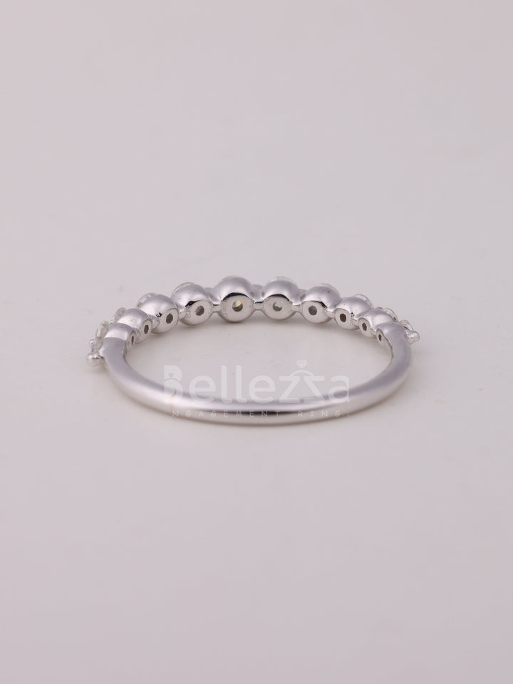 Round Cut Half Eternity Moissanite Wedding Band