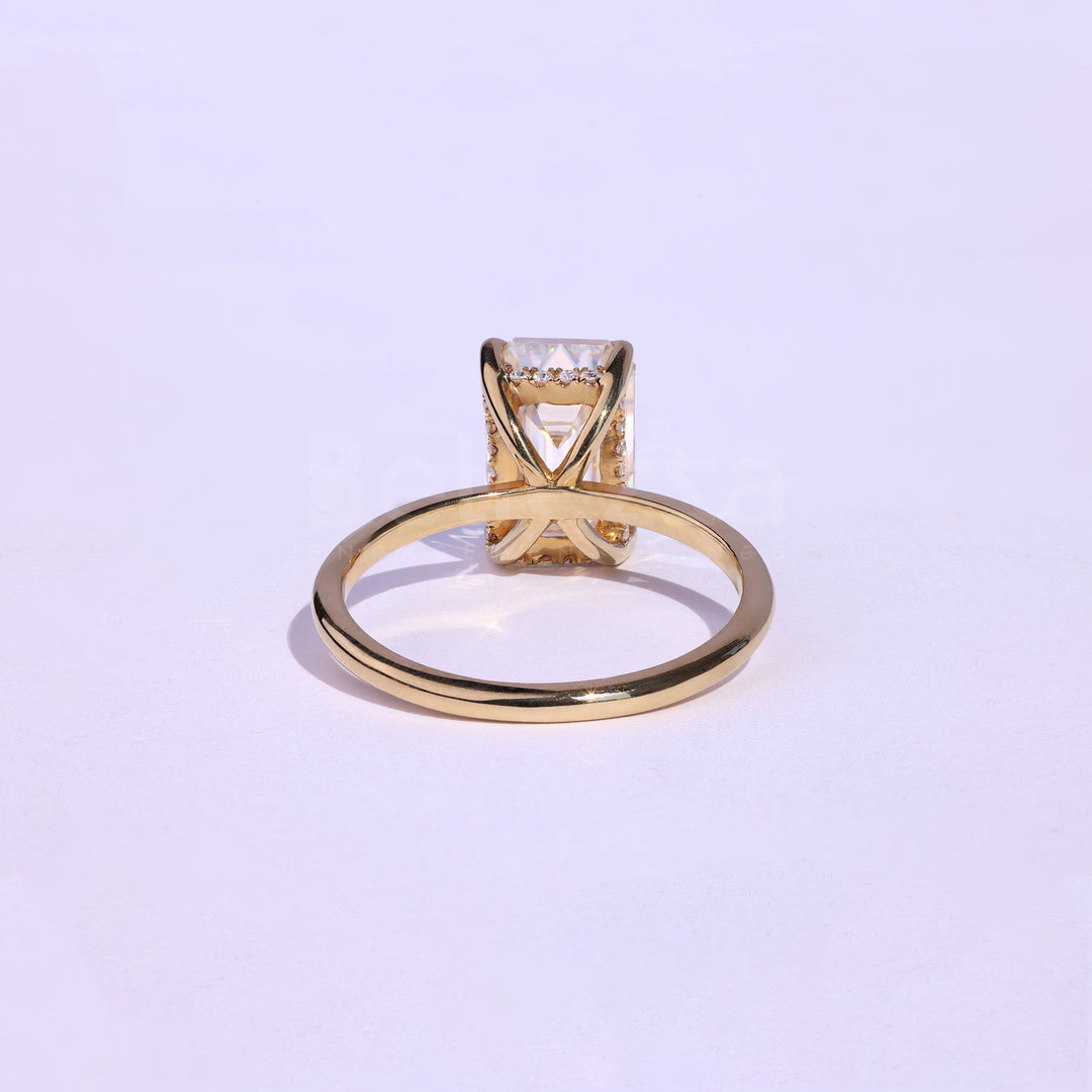 2.25CT Emerald Cut Hidden Halo Moissanite Engagement Ring - Ready to Ship