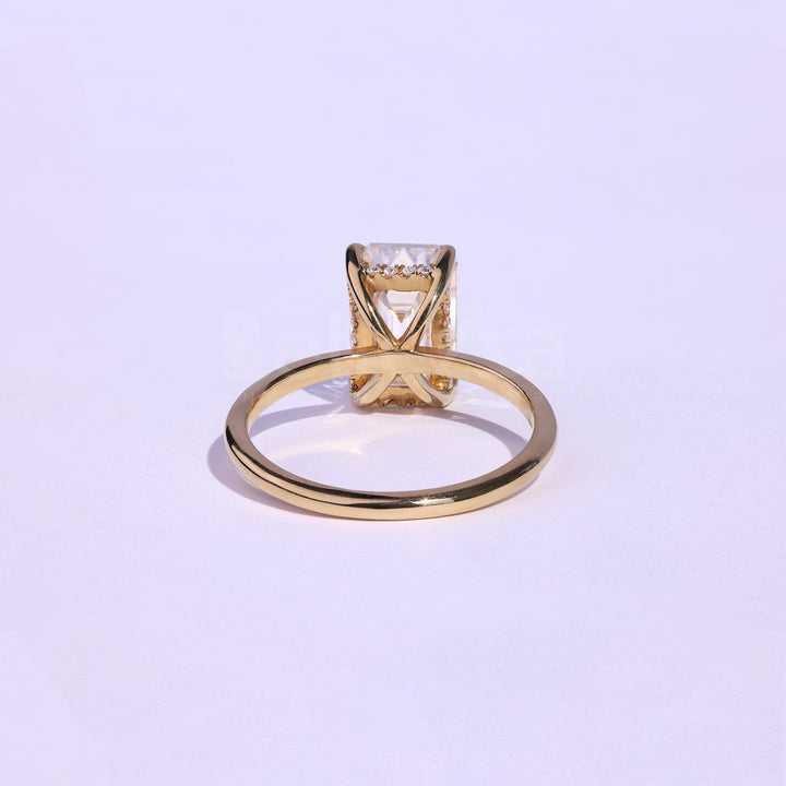 2.25CT Emerald Cut Hidden Halo Moissanite Engagement Ring - Ready to Ship