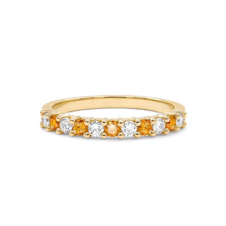 1.32TCW Round Cut Citrine Moissanite November Birthstone Wedding Band