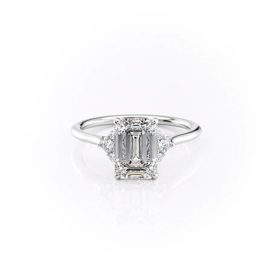 1.50 CT-3.50 CT Emerald  Lab Grown Diamond Cluster Engagement Ring