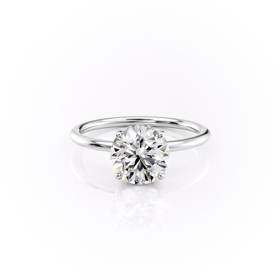 1.50 -3.50 CT Round  Lab Grown Diamond Hidden Halo Engagement Ring