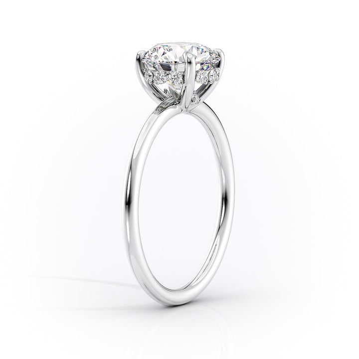 1.50 -3.50 CT Round  Lab Grown Diamond Hidden Halo Engagement Ring