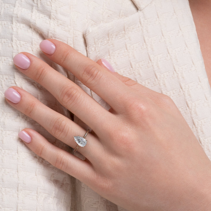 1.50-3.50 CT Pear  Lab Grown Diamond Solitaire Engagement Ring