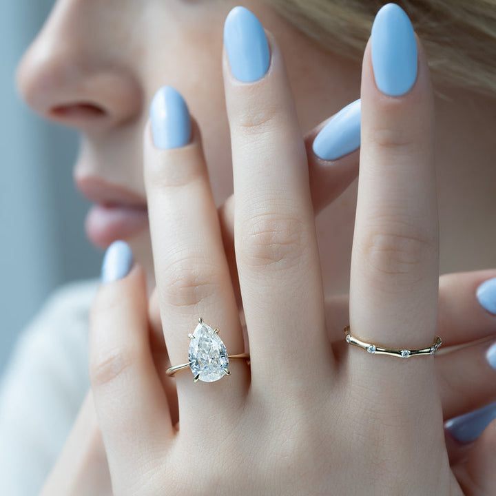 1.50-3.50 CT Pear  Lab Grown Diamond Solitaire Engagement Ring