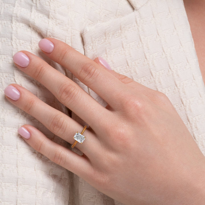 1.0 -3.0 CT Radiant  Lab Grown Diamond Solitaire Engagement Ring
