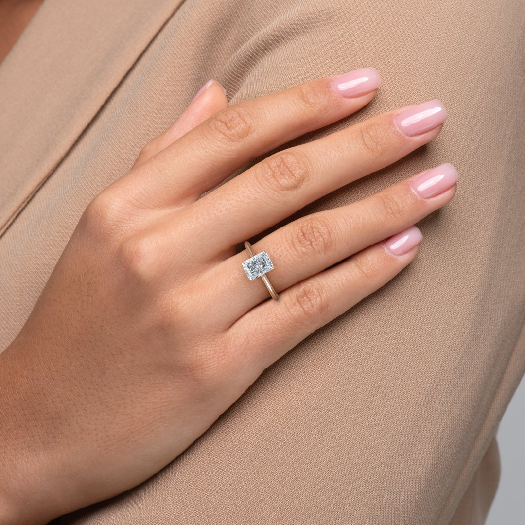 1.0 -3.0 CT Radiant  Lab Grown Diamond Solitaire Engagement Ring