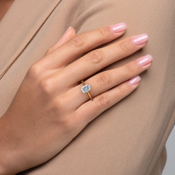 1.0 -3.0 CT Radiant  Lab Grown Diamond Solitaire Engagement Ring