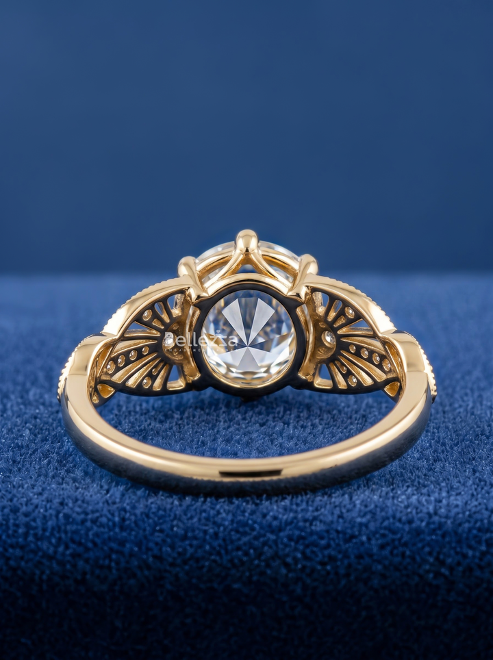 1.50CT Vintage Rose Cut Round Lab Grown Diamond Engagement ring