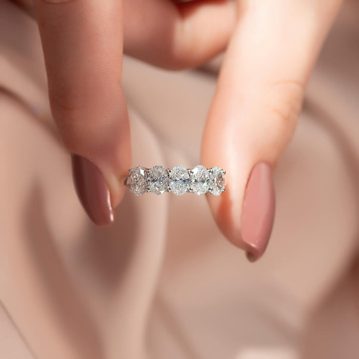 1.50 TCW Oval Diamond Half Eternity Wedding Band