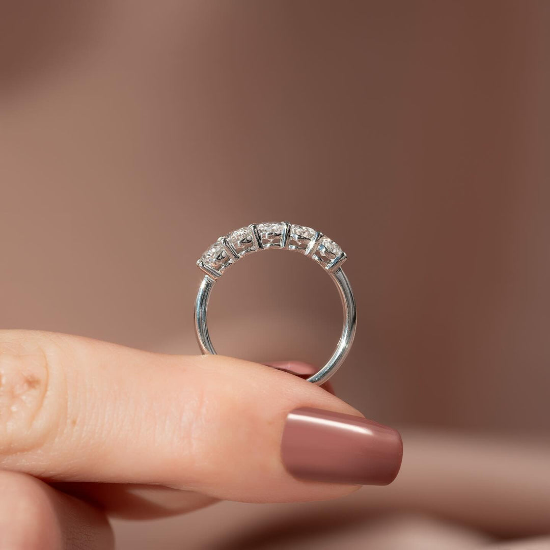 1.50 TCW Oval Diamond Half Eternity Wedding Band
