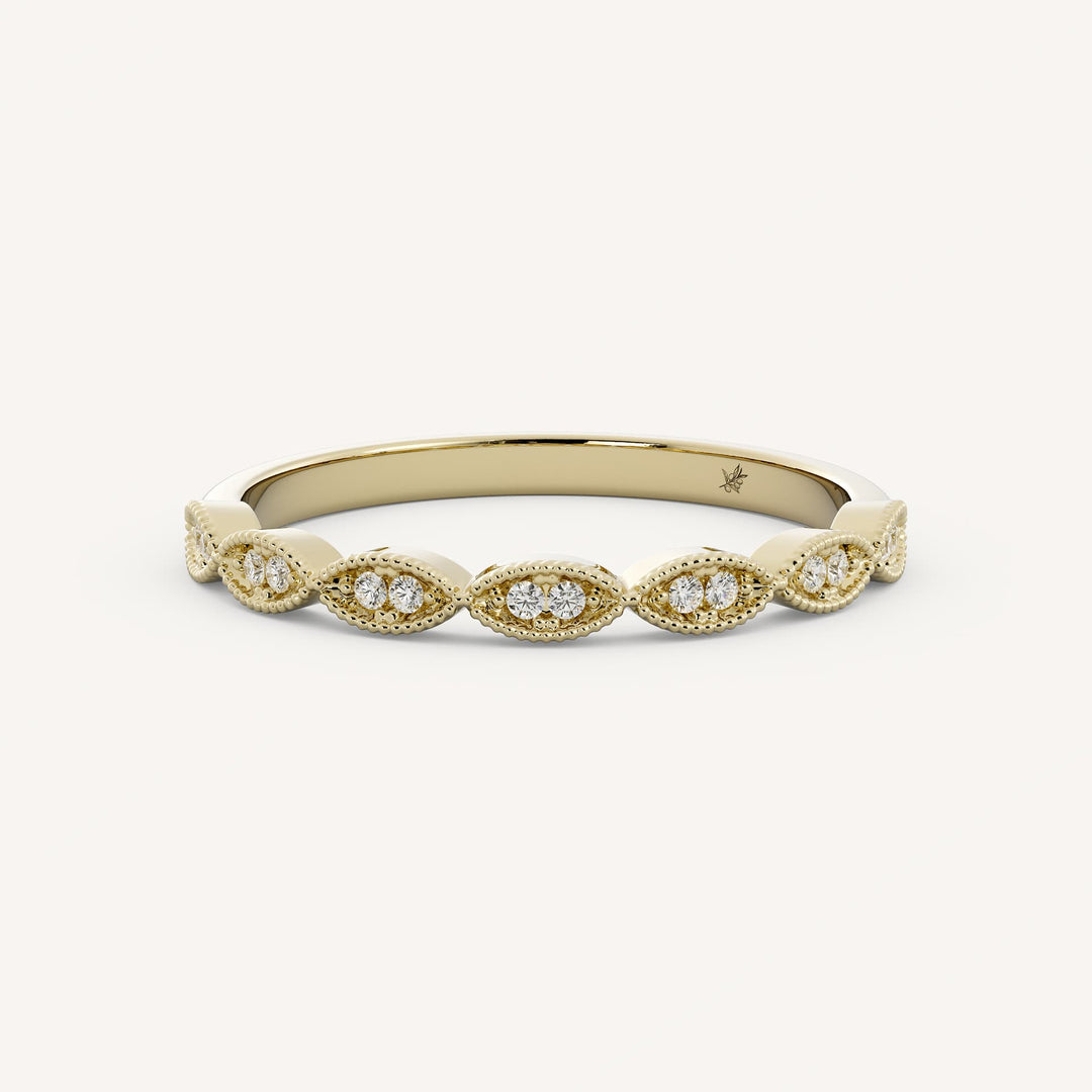 0.06 TCW Round Miilgrain Diamond Wedding Band