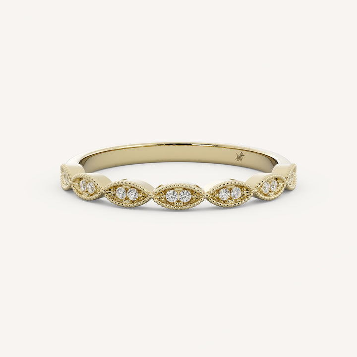 0.06 TCW Round Miilgrain Diamond Wedding Band
