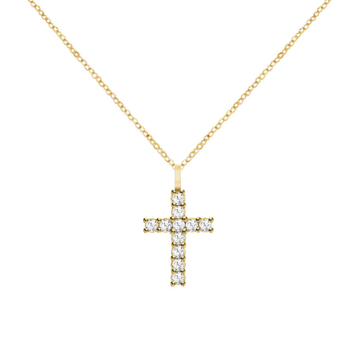 1.32TCW Round Diamond Cross Moissanite April Birthstone Pendant Necklace