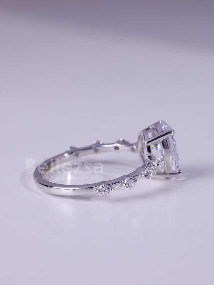 1.20CT Oval Cut Moissanite Petite Pave Setting Engagement Ring