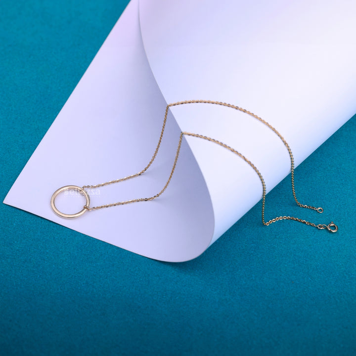 14K Yellow Gold Circle Moissanite Necklace - Ready To Ship