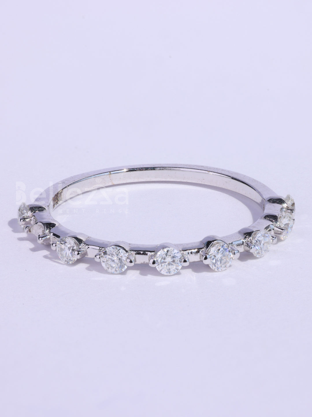 Round Cut Petite Pave Setting Moissanite Wedding Band