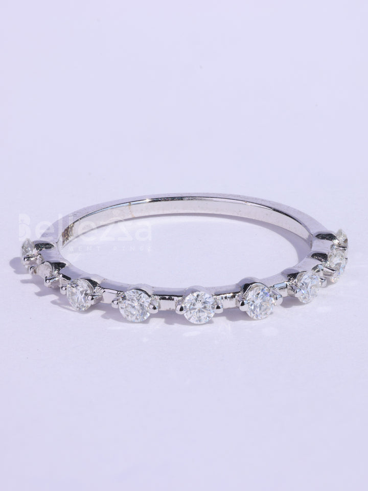 Round Cut Petite Pave Setting Moissanite Wedding Band