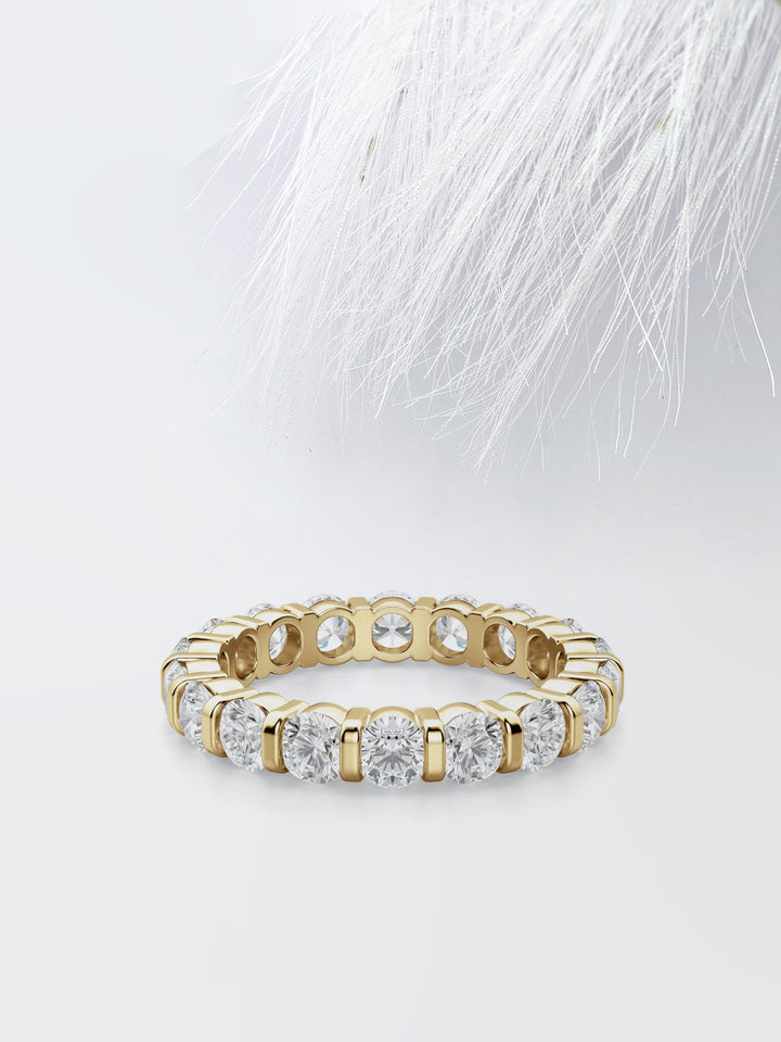 Round Cut Bar Set Diamond Wedding Band For Women