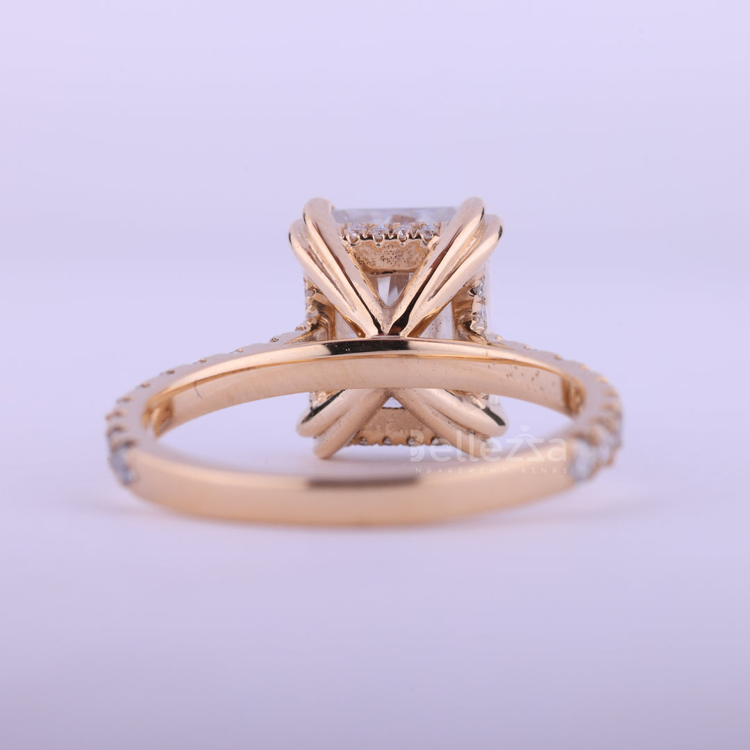 1.50CT Radiant Cut Pave Setting Moissanite Engagement Ring