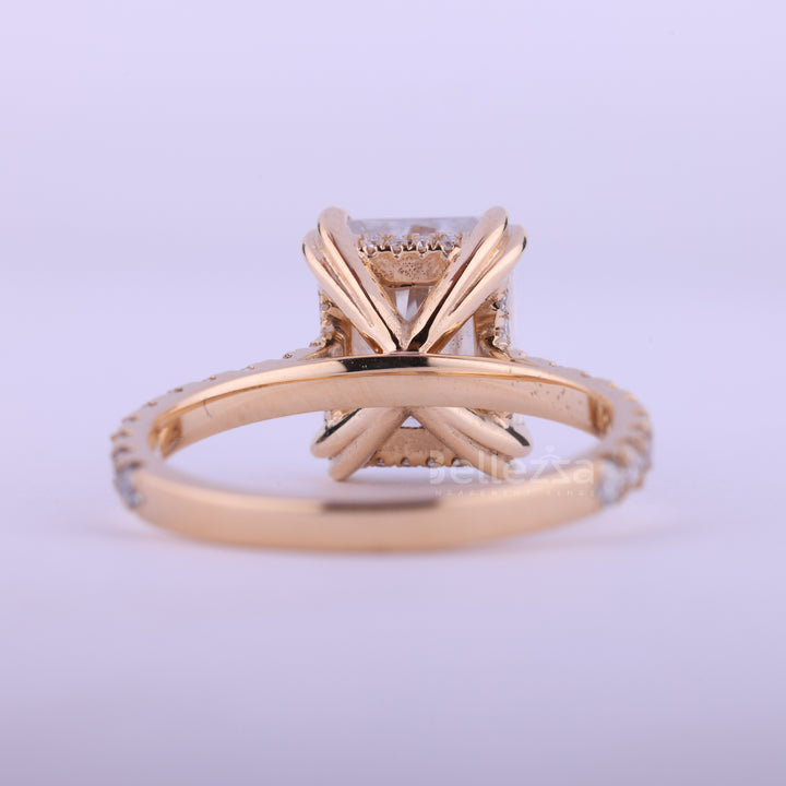 1.50CT Radiant Cut Pave Setting Moissanite Engagement Ring