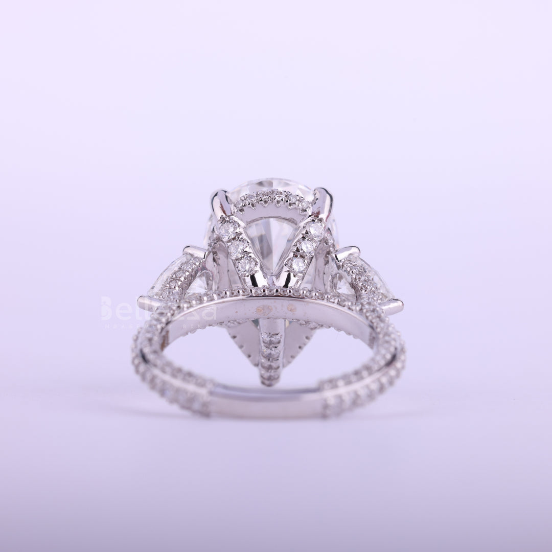 3.50CT Pear Cut Diamond Three Stone Cluster Engagement Ring