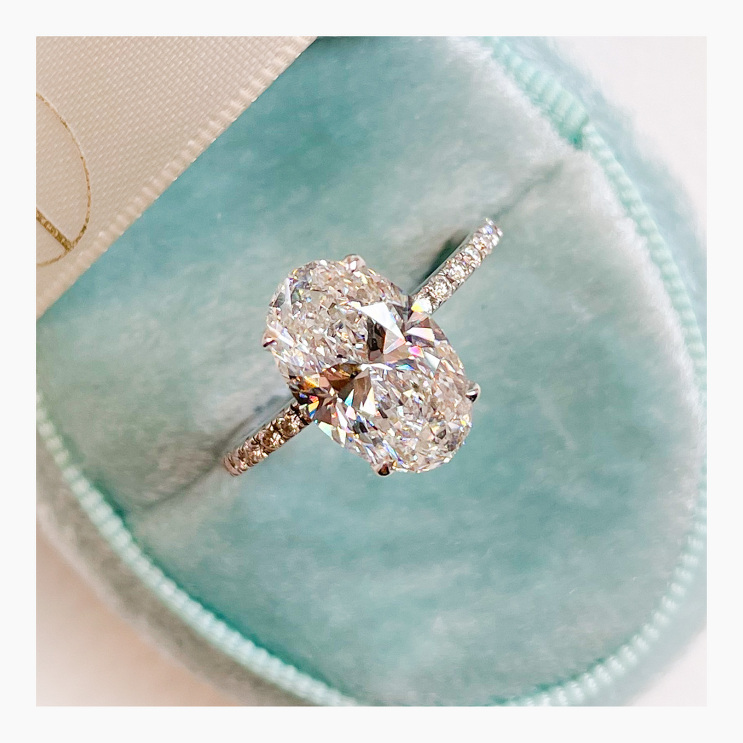 1.50-3.50 CT Oval Pave Diamond Engagement Ring
