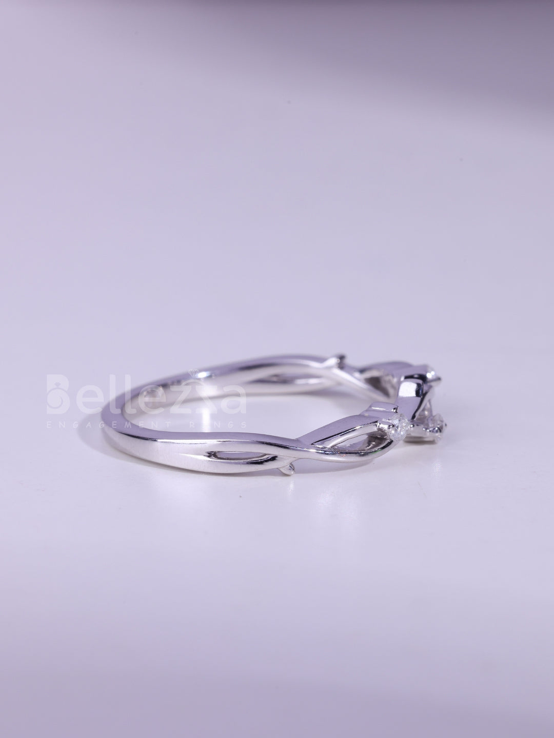 Round Brilliahnt Cut Nature Inspired Moissanite Wedding Band