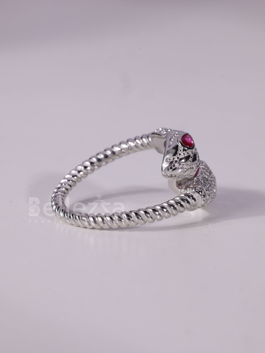 0.40TCW Pink Pear Cut Diamond Snake Style Unique Spiral Ring