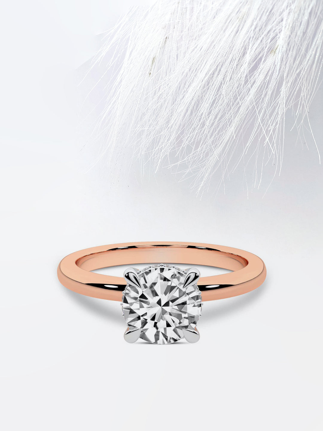 1.5CT Round Cut Hidden Halo Moissanite Diamond Engagement Ring For Women