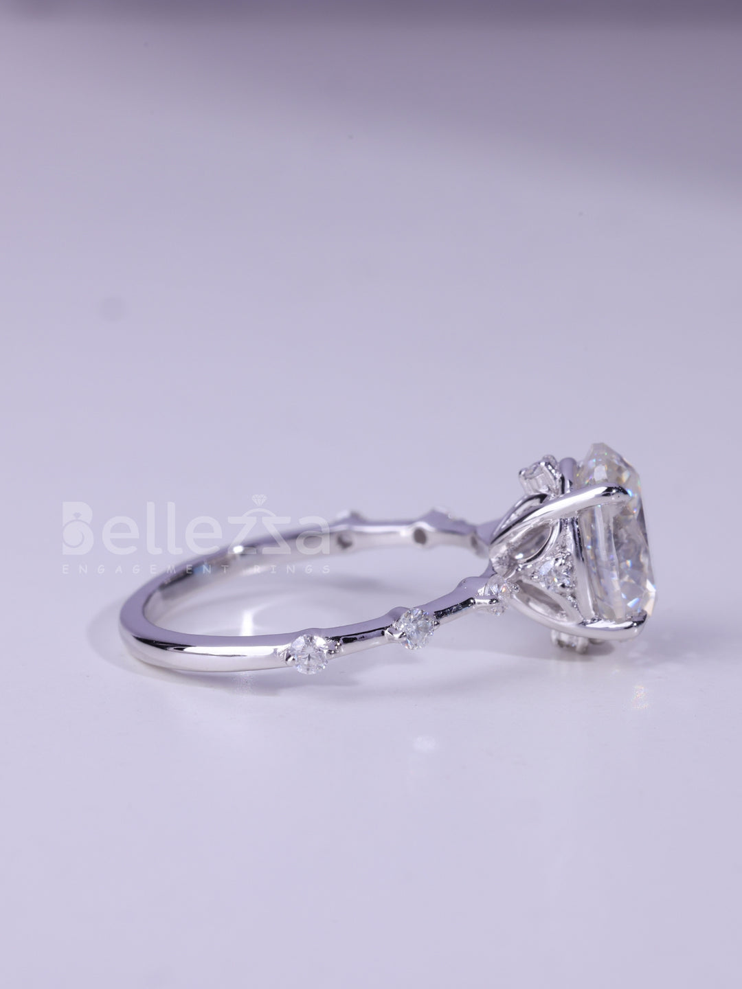 1.50CT Oval Cut Petite Pave Setting Moissanite Engagement Ring