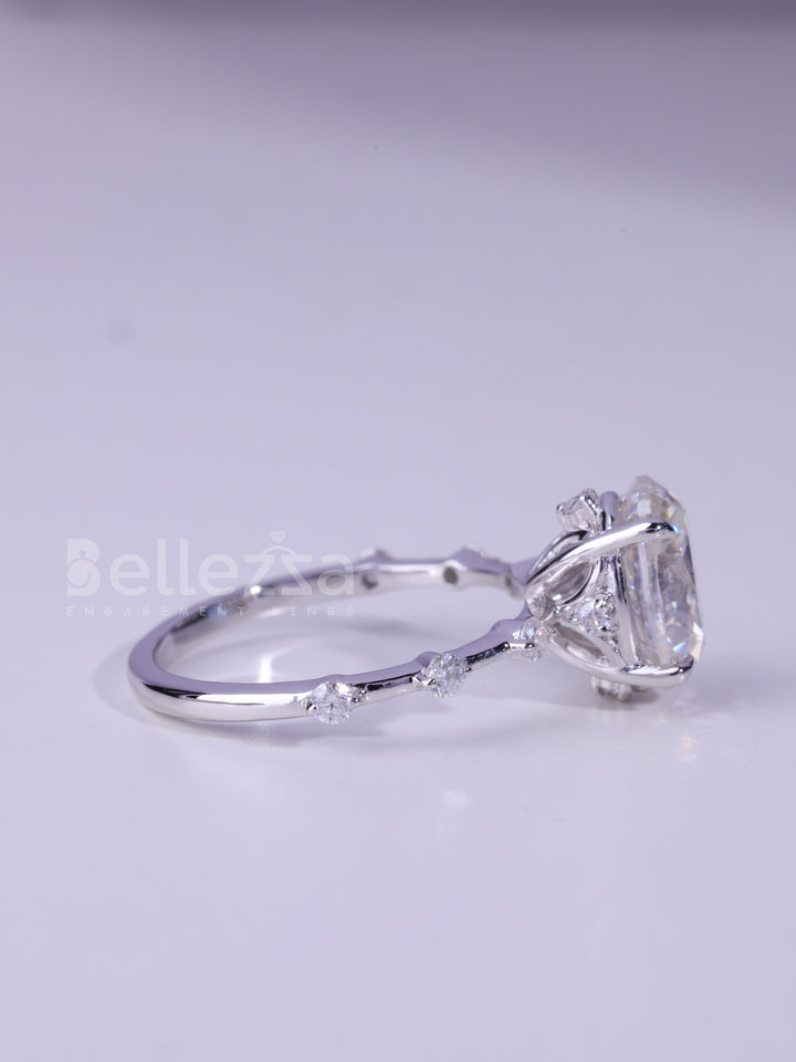 1.50CT Oval Cut Petite Pave Setting Moissanite Engagement Ring