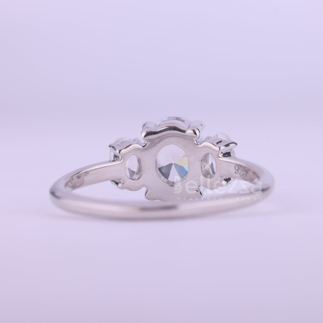 1.0CT Oval Cut Three Stone Moissanite Engagement Ring