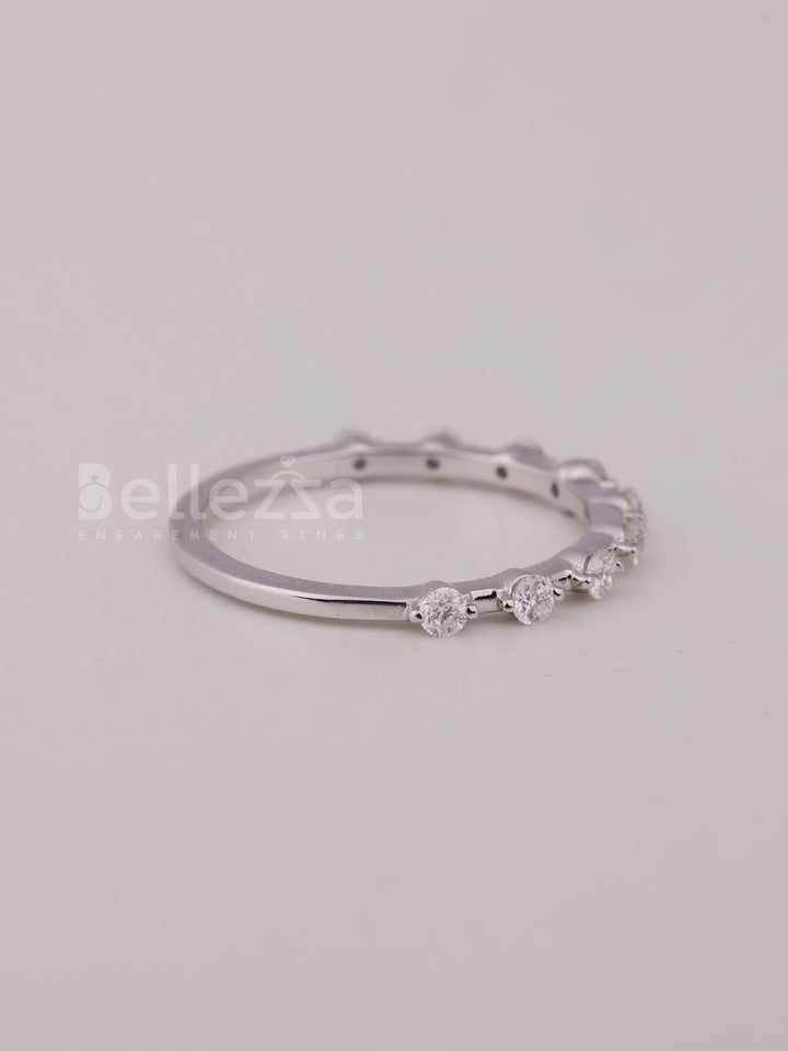 Round Cut Petite Pave Setting Moissanite Wedding Band