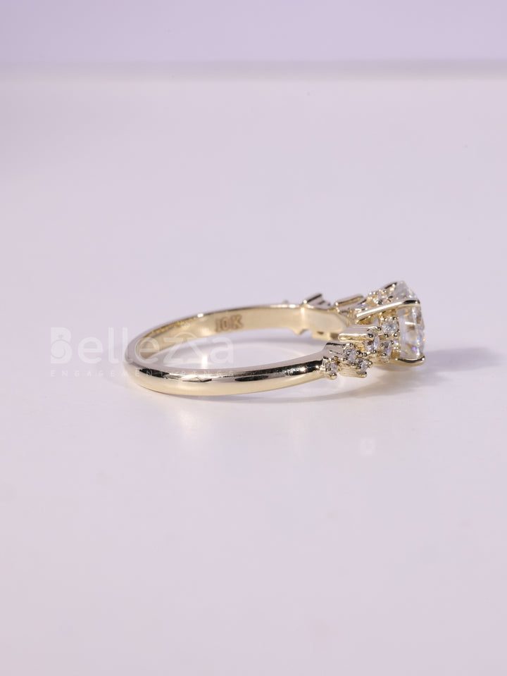 1.0CT-2.0CT Round Brilliant Cut Cluster Diamond Engagement Ring