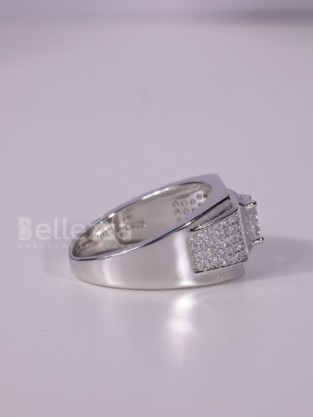 0.50CT Round Cut Cluster Diamond Men's Moissanite Engagement Ring