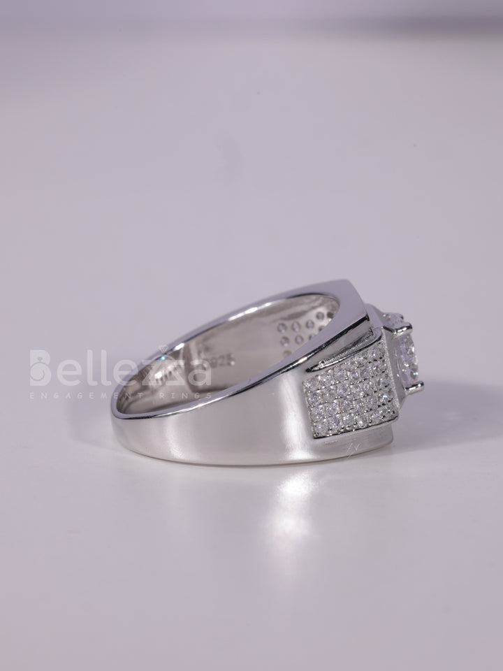 0.50CT Round Cut Cluster Diamond Men's Moissanite Engagement Ring