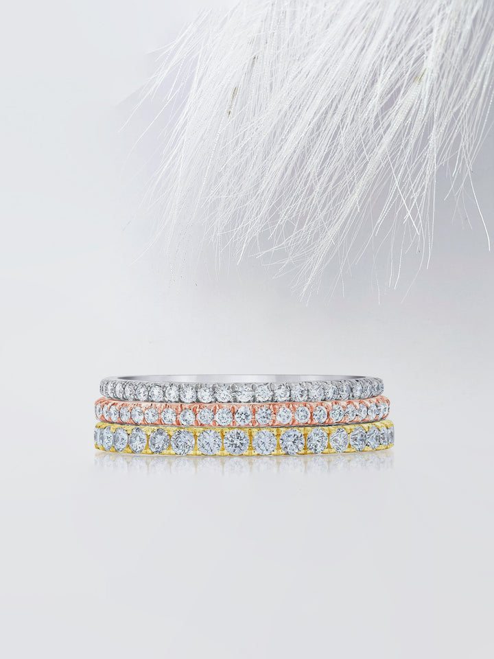 Round Cut Micro Pave Eternity Diamond Wedding Band For Women