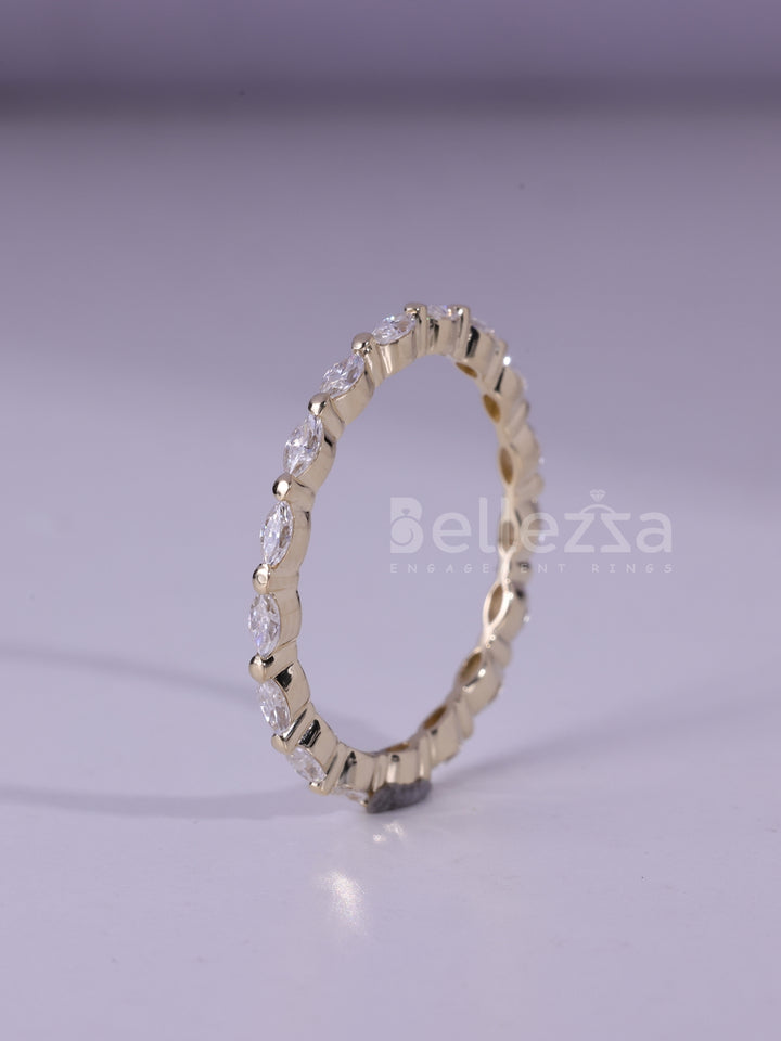 Marquise Cut Minimalist Eternity Wedding Band