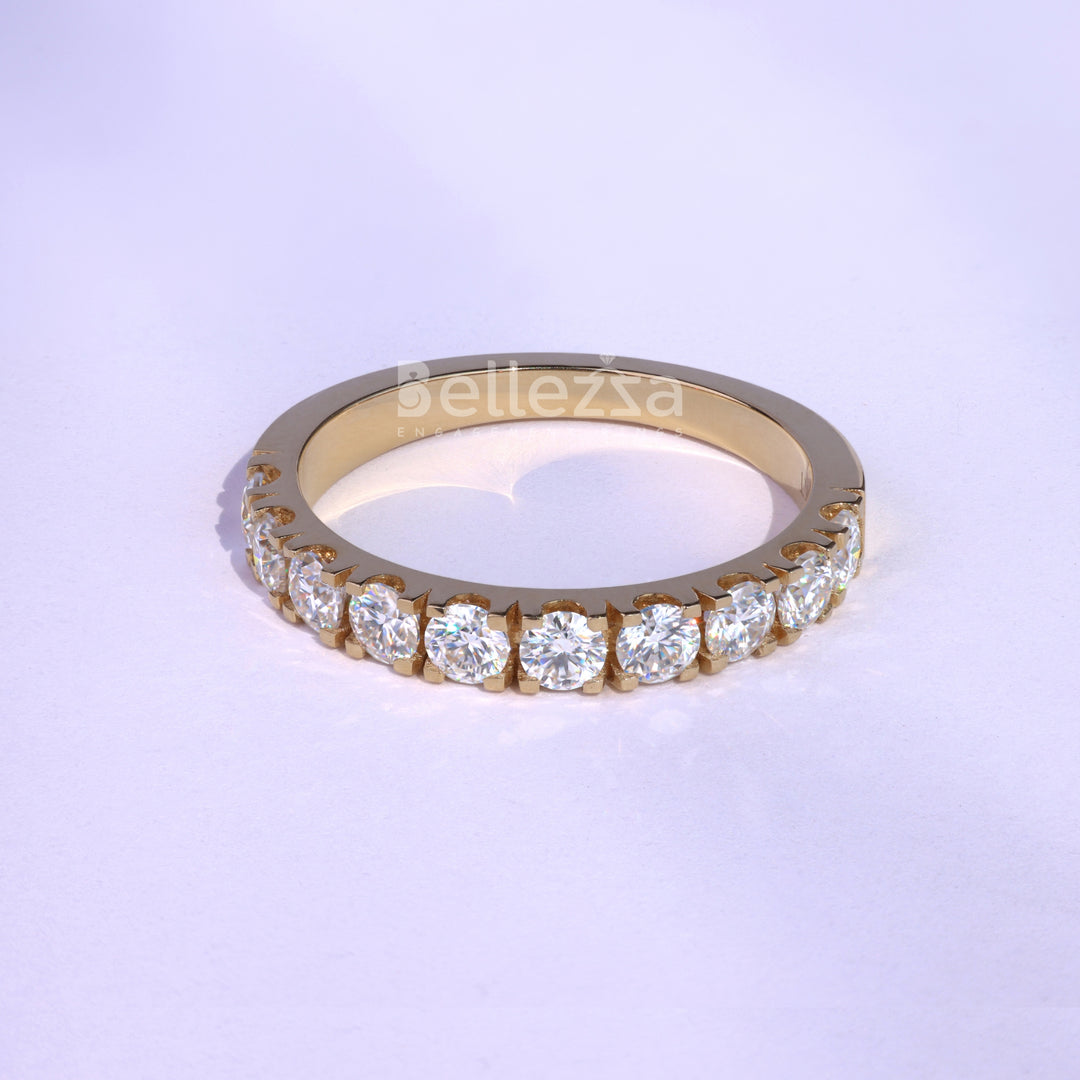 Round Cut Half Eternity Wedding Band For Her - Ready To Ship