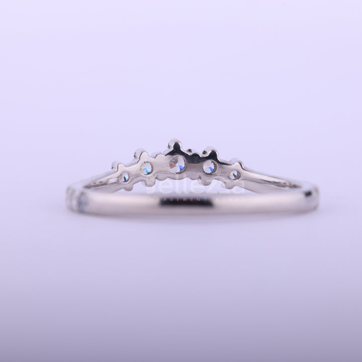 Round Cut Curved Moissanite Wedding Band For Her