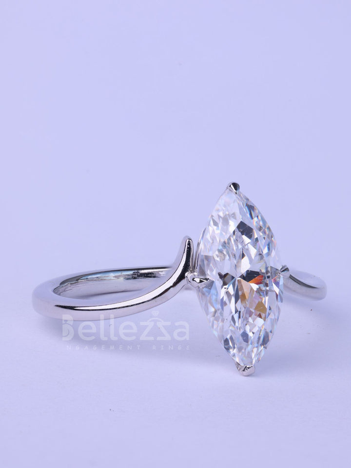 1.50CT Marquise Cut Unique Solitaire Moissanite Engagement Ring