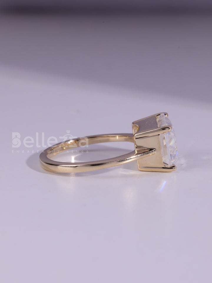 3.0CT East West Emerald Cut Solitaire Engagement Ring