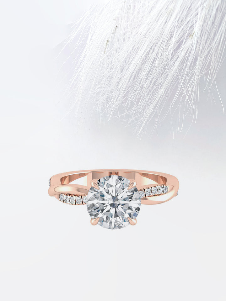 1.5CT Round Cut Twisted Moissanite Diamond Engagement Ring Anniversary Gift