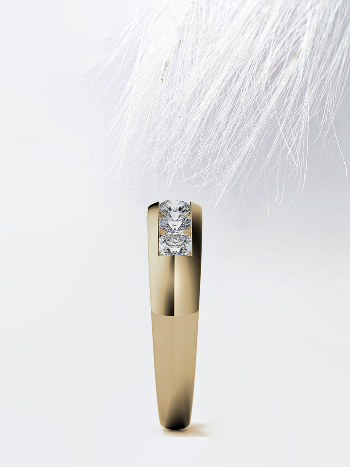 Round Cut Channel Moissanite Men's Diamond Wedding Band