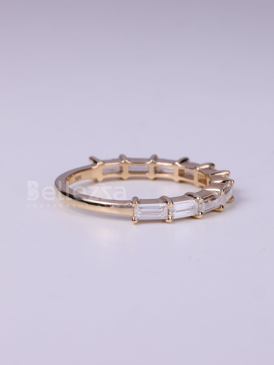 East West Baguette Cut Half Eternity Wedding Band For Her