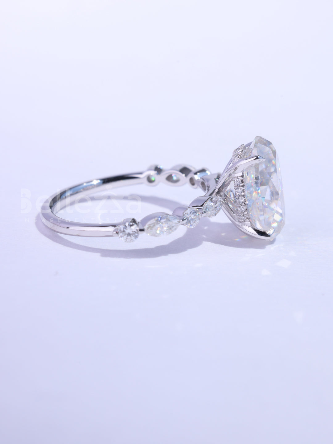 1.50CT Oval Cut Pave Setting Moissanite Engagement Ring