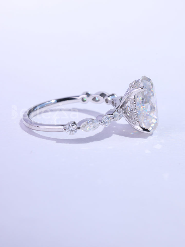 1.50CT Oval Cut Pave Setting Moissanite Engagement Ring